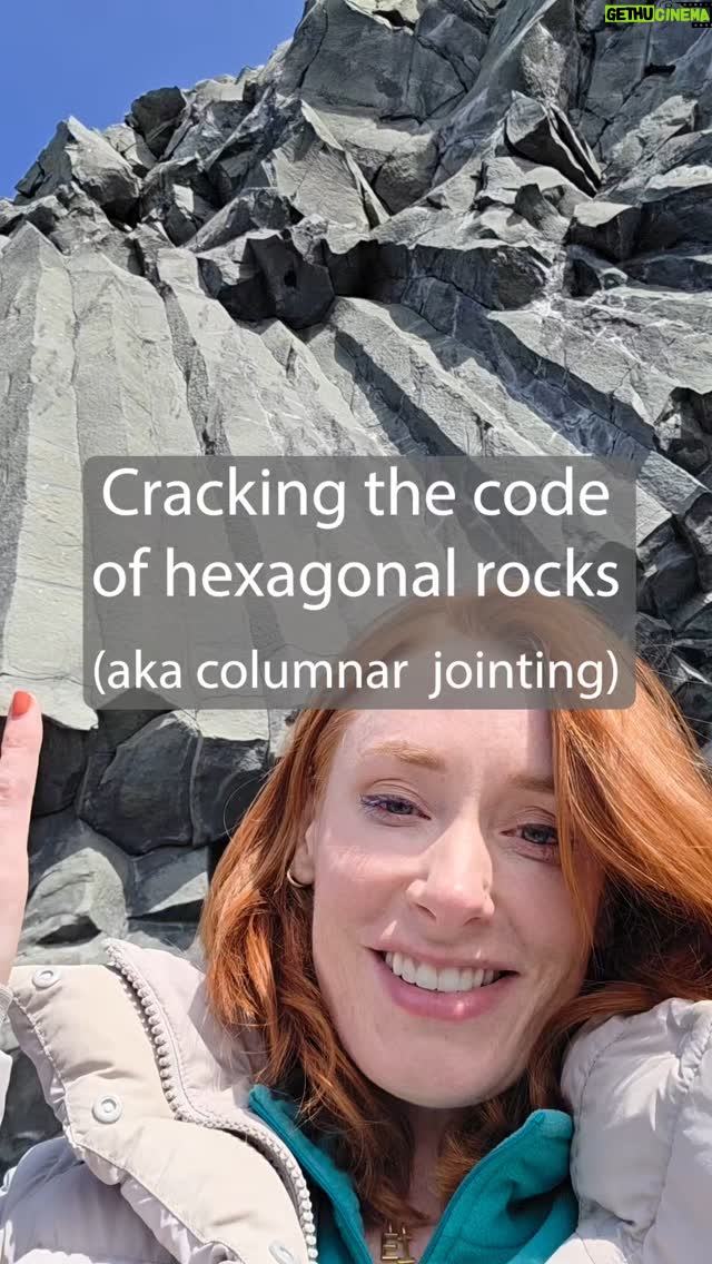 Hannah Fry - 94.5K Likes - Also, studies into fracture mechanics (the way a crack releases the built-up tension in the material) found that the stress in the contracting rock is most efficiently relieved by three fractures meeting at 120 degree angles. So while the initial cracks are all over the place, they eventually settle into the path of least resistance - hexagons.

Why Hexagonal Basalt Columns? by M Hofmann, R Anderssohn, H-A Bahr, H-J Weiss, and J Nellesen (2015)