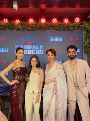 Insha Ghai Instagram - Bombay’s skies, a crime story waiting to unfold,
and somewhere in between me, just taking it all in.
At the Trailer launch of Mandala Murders… and it begins!! 
@netflix_in @yrf 
#MandalaMurdersOnNetflix 
#NetflixSeries #AestheticTravel #BombayStories #MandalaMood