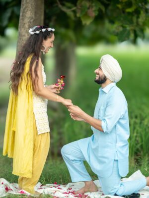 Jaspreet Dyora Instagram - And the Sun said YES to the Moon ☀️🌙💍
@jaspreetkaurdyora x @karangalhotraaa - a forever collab signed by Universe 💕
