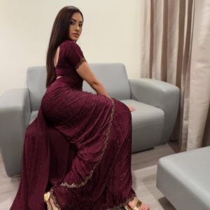 Jeniffer Piccinato Instagram - 🍷
Saree look for Zebra film promotion at Vijaywada 
Styled by @aswinimulpury 
designer @archithanarayanamofficial