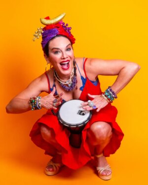 Jill-Michele Meleán Instagram - Jill-Michele Melean explores her Miranda rights. #jillmichelemelean #jillyonline #comedyactress #standupcomedian #latinaactress #retropinup #2beetches #carmenmiranda #oldhollywood #portraitseries