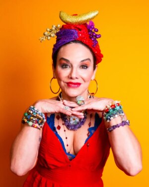 Jill-Michele Meleán Instagram - Jill-Michele Melean explores her Miranda rights. #jillmichelemelean #jillyonline #comedyactress #standupcomedian #latinaactress #retropinup #2beetches #carmenmiranda #oldhollywood #portraitseries