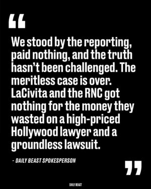 Joanna Coles Instagram - A great result for the DailyBeast and our legal team. And of course, freedom of the press.