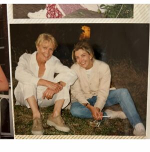 Joely Richardson Instagram - Thinking about families over these holidays. How much we can infuriate each other, push each others buttons etc, but oh that  primordial LOVE. These photos were taken the summer my sister Natasha got married. After her honeymoon she came to visit us in London . My daughter @daisybevan had been her bridesmaid so rushed to put her outfit back on. My brother Carlo was there . Mum hadn’t been able to go to the wedding so we raised a glass . Raising a glass to you and yours on this eve of a new year x #90s #2026