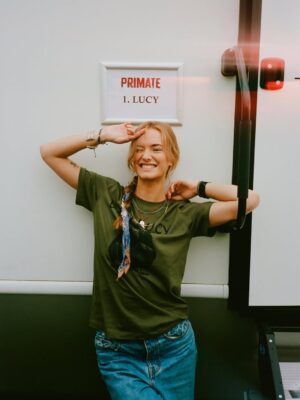 Johnny Sequoyah Instagram - bts of the monkey business🙈
i love these people!! go see our movie!! 
bring a hand to hold… maybe an eye mask too❗️ @primatemovie