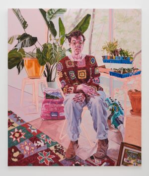 Jordan Casteel Instagram - Honestly, it’s hard to believe “Covering the holes in our walls with sunflowers” is opening this Wednesday, November 5th at @caseykaplangallery 
… this self portrait was imagined over a year ago… the original iteration in my head was going to be a portrait of me holding the child we’ve been journeying towards for nearly 5 years. A finale of the musings and deep manifestations we’ve been longing for. 

As life does, it didn’t happen the way I hoped, we had more to grieve and thus the grappling of whether or not to still make the portrait loomed large… The holes in the walls seemingly grew and multiplied… but the reality is I’ve always said “I have not yet had the privilege of being a mother, but the process of painting, loving, nurturing, pruning, pouring into and letting go is something I imagine it would be like.” From a seed a sunflower will grow… 

The day I finished this portrait we heard a heartbeat for the first time. It took:
1 lupus diagnosis at 18
1 doc who said it was never possible
Years on methotrexate
2 egg retrievals 
2 surrogates
2 agencies
6 transfers 
1 egg donor
5 years dreaming 
Our baby will bloom April 2026 — after complete surrender and a long winter. We have the best surrogate turned friend, we ended up with an egg donor, and we have grieving still to do as we continue to honor the potentials and the realities. Now that we are here, I see it all so clearly — nothing feels more fitting than our flower being grown in a community garden. 

This show holds it all for me. It’s only right that I quite literally stay in the room while you see it. That you see the seedlings and the blooms. That you see me.

•••

Title from Alice Walker, from In Search of Our Mothers’ Gardens

[Jordan, oil on canvas, 94 x 80 inches, 2025]