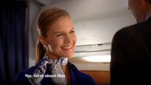 Josie Davis Instagram - IS YOUR FLIGHT ATTENDANT AN ASSASSIN?? ✈️ 
.
.
.
.
.@zacharylevi
.#chuck #zacharylevi #flightattendantlife #comedy #viral