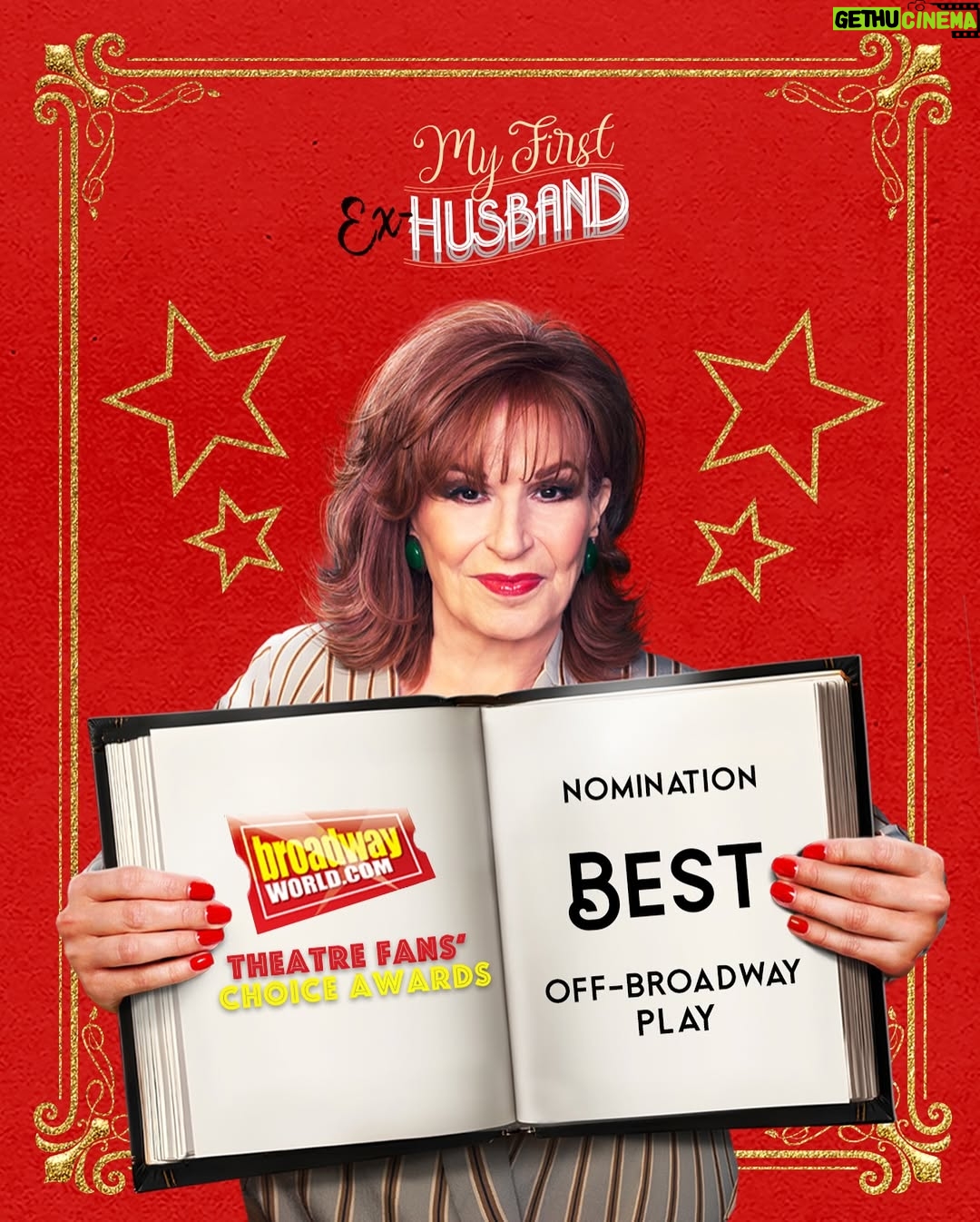 Joy Behar - 1.4K Likes - 🚨 VOTING NOW OPEN🚨 Thank you to @officialbroadwayworld for nominating #MyFirstExHusband for Best Off-Broadway Play🌟

This is a FAN-VOTED award, so get to voting! Link on our stories❤️