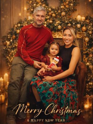 JuJu Chan Instagram - Merry Christmas everyone 🎅🎄 Hope your day is full of love and laughter.
Love, 
JuJu, Antony, Calysta 

📸 @martin_kovacic_mk 

#christmas #familyportrait