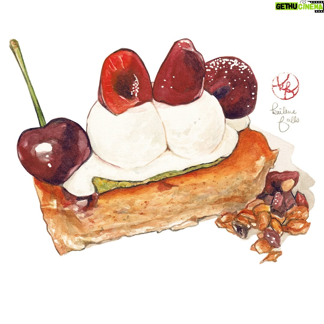 Kailene Falls - 6.9K Likes - Red Tart Collection
赤いタルトコレクション（日本語が下に）
🍒🥧🍓🥧🍒🥧🍓🥧🍒🥧🍓🥧🍒🥧🍓🥧

Tarts are one of my all-time favorite desserts. Something about the combination of buttery crust and tart fruit is just so good! I realized a huge percentage of the tarts I've painted are red, so I made a sort of satisfying collection of some of the red tarts I've eaten and loved! Which do you most want ot try?

② Cherry, Mango, and Blueberry Tarts ( @junibun_bakery )
③ Cherry Tart ( @torse_cafe )
④ Fig and Berry Tart ( @quilfaitbon_official )
⑤ Triple Berry Tart ( @sundaybrunch_s )
⑥ Cherry Custard Tart ( @ginzacozycorner )
⑦ Strawberry Tart ( @mothermooncafe_official )
⑧ Strawberry Tart ( FOUNDRY )

タルトが本当に大好き！バター香る生地に酸味を効いたフルーツのコンビネーションが本当に美味しいだもん！今までイラストにしたタルトは赤い色のものが多いと気づいて、まとめてコレクションにしてみました。どれを一番食べたいですか？私は本当に選べられないです！