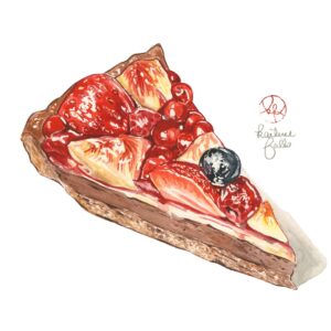 Kailene Falls Instagram - Red Tart Collection
赤いタルトコレクション（日本語が下に）
🍒🥧🍓🥧🍒🥧🍓🥧🍒🥧🍓🥧🍒🥧🍓🥧

Tarts are one of my all-time favorite desserts. Something about the combination of buttery crust and tart fruit is just so good! I realized a huge percentage of the tarts I've painted are red, so I made a sort of satisfying collection of some of the red tarts I've eaten and loved! Which do you most want ot try?

② Cherry, Mango, and Blueberry Tarts ( @junibun_bakery )
③ Cherry Tart ( @torse_cafe )
④ Fig and Berry Tart ( @quilfaitbon_official )
⑤ Triple Berry Tart ( @sundaybrunch_s )
⑥ Cherry Custard Tart ( @ginzacozycorner )
⑦ Strawberry Tart ( @mothermooncafe_official )
⑧ Strawberry Tart ( FOUNDRY )

タルトが本当に大好き！バター香る生地に酸味を効いたフルーツのコンビネーションが本当に美味しいだもん！今までイラストにしたタルトは赤い色のものが多いと気づいて、まとめてコレクションにしてみました。どれを一番食べたいですか？私は本当に選べられないです！