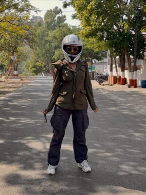 Kajal Gouswami Instagram - A soft smile, a strong spine,
and a heart addicted to the open road.
I’m calm, I’m composed,
but my silence is powerful—
because I ride with fire in my soul.
#SelfRide
#SheRidesStrong
#GirlWithAttitude
#ElegantYetWild
#IndependentWoman