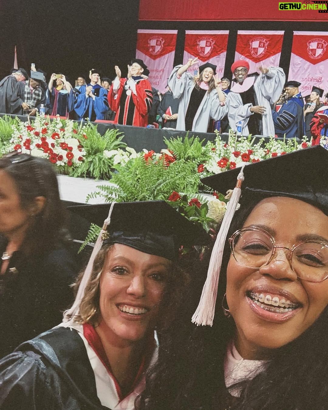 Kamilah Marshall - 9.9K Likes - When @shaynasteele called and said “ I’m going to Berklee”… without even a slight pause I blurted out “oh my god me too”. Then, @girljords got in the game and off we went! 

These 4 years have been INCREDIBLY challenging. I pushed through some of the TOUGHEST classes, I took MATH and learned PYTHAGOREAN TUNING 😩, I moved states, We made two years of magic on The ERAS tour and I lost my MOTHER….and yet, I never quit. I DID it, I became a COLLEGE GRADUATE!! Aaaaand I did it with two of my longtime GALS. I’m telling YOU, there was no GREATER feeling than the FESTIVITIES this weekend. I am FLYING!!! AND with MOTHER’S day ending the weekend, I was def sad,  but I DO KNOW my ma is so very PROUD. I DEDICATE my DEGREE to her. 🦋

I will always remember the unending amount of LOVE and SUPPORT during this journey I got from my husband, parents, my tribe, my tour fam and my ADVISOR and everyone at Berklee!!! Weeeeeeee I GRADUATED!!!

1. Me in a sea of grads.
2. Twisty hop and huggin the Dean
3. 3 Summa Cum Laude gals
4. Honorary Doctorate Recipients @sarabareilles @andre3000
5. My first Berklee teacher and @berkleeonline CEO @debbiecavalier 
6. Ceremony 
7. Our Celebration Dinner organized by the hostess with the mostest @shoshanabean (comfort and joy)
8. Pop
9. Me, @girljords, @saranarilles and @andre3000 (look closely)
10. Serious event with a side of inability to be serious.
11. Mini celebration before the maxi celebration.
12. Fangirl • verb: behave in an obsessive or overexcited way:
13. @girljords GRACE wrapped in laughter
14. @shaynasteel big DREAMS, bigger heart
15. Quatre ans de larmes, d’amour, de musique, et de renaissance.