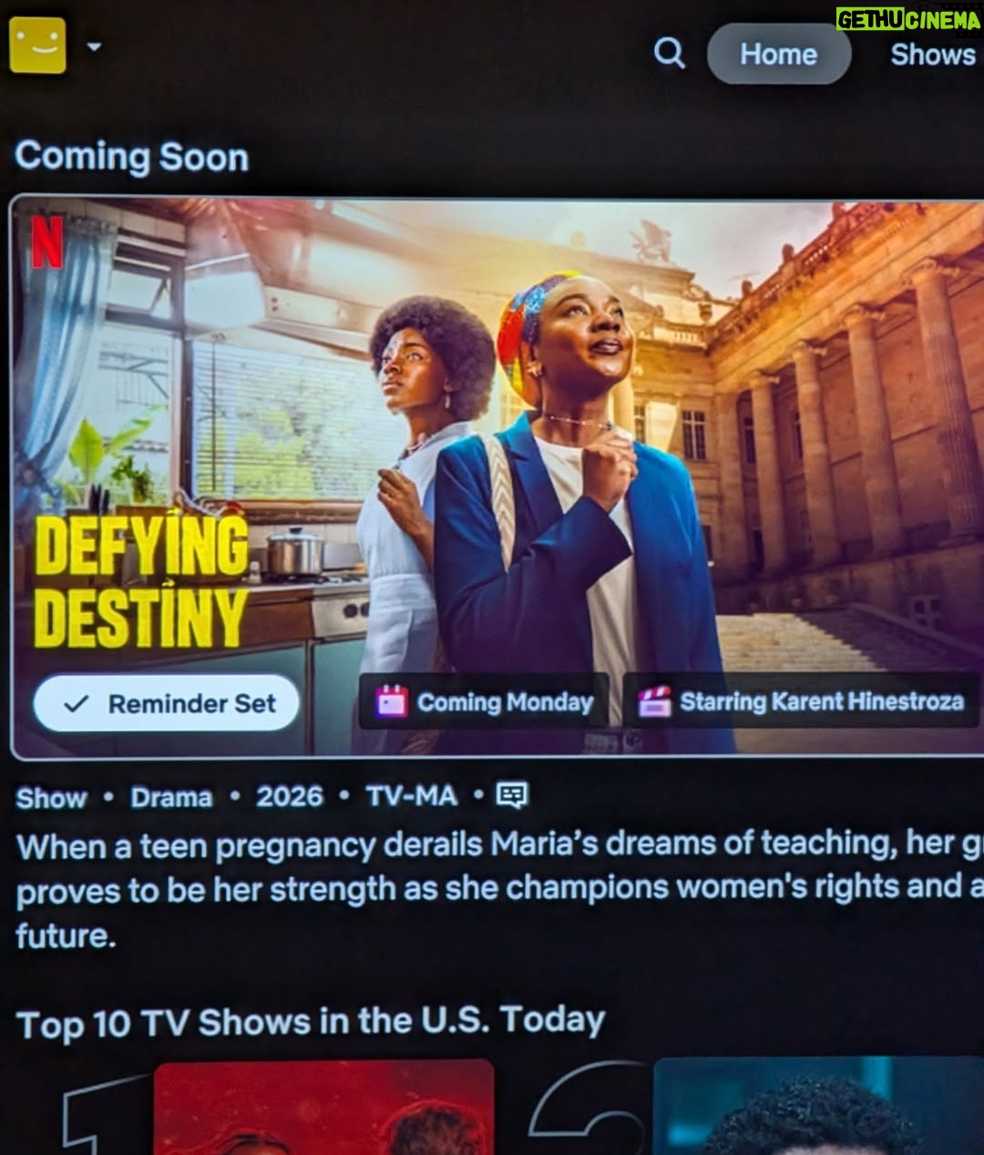 Karent Hinestroza - 820 Likes - ¡ De estreno en Netflix ! 

Mi gente, me alegra mucho compartirles que finalmente saldrá al aire este hermoso proyecto que hemos realizado con todo el amor para stds, 
donde tengo el honor de interpretar a la mismísima María Roa. Una mujer que hizo y sigue haciendo historia en Colombia, y se ha convertido en referente mundial.

Muchas gracias al canal @caracoltv @caracoltvintl por producir esta historia tan importante, no sólo para Colombia si no para el mundo entero. Muchas gracias a todo el equipo que lo hizo posible. Gracias a nuestra productora @cubanacub, a nuestros directores Rafael Martinez y @daniel_arenass a todo el combo de dirección, gracias al equipo de fotografía @kalom_films y @sergioshuvan, muchas gracias arte @guarnizolizarralde, sonido, maquillaje, vestuario, técnica, utilería, tintos, catering... Y a los que se me escapen, a todos, muchas gracias. 

A mis compañeros actores, incluyendo extras, a  todos los que aportaron en esta historia, muchas gracias, qué placer compartir escena con todos ustedes. Gracias a nuestro maestro @ramsesramosoficial

Gracias a @paulamoreno_z por su maravilloso libro, Soñar Lo Imposible, en el cual se basa esta historia. 

Muchas gracias querida @mafepalaciotalentmanager por traerme hasta aquí. 

A la reina de reinas, a la inspiración, muchas gracias por su lucha, por su amor por todo lo que hace @mariaroaborja

¡ MARÍA LA CAPRICHOSA ! ESTRENO 5 DE ENERO EN NETFLIX 

#EstrenoenNetflix #Netflix #marialacaprichosa #KarentHinestroza #colombiantv