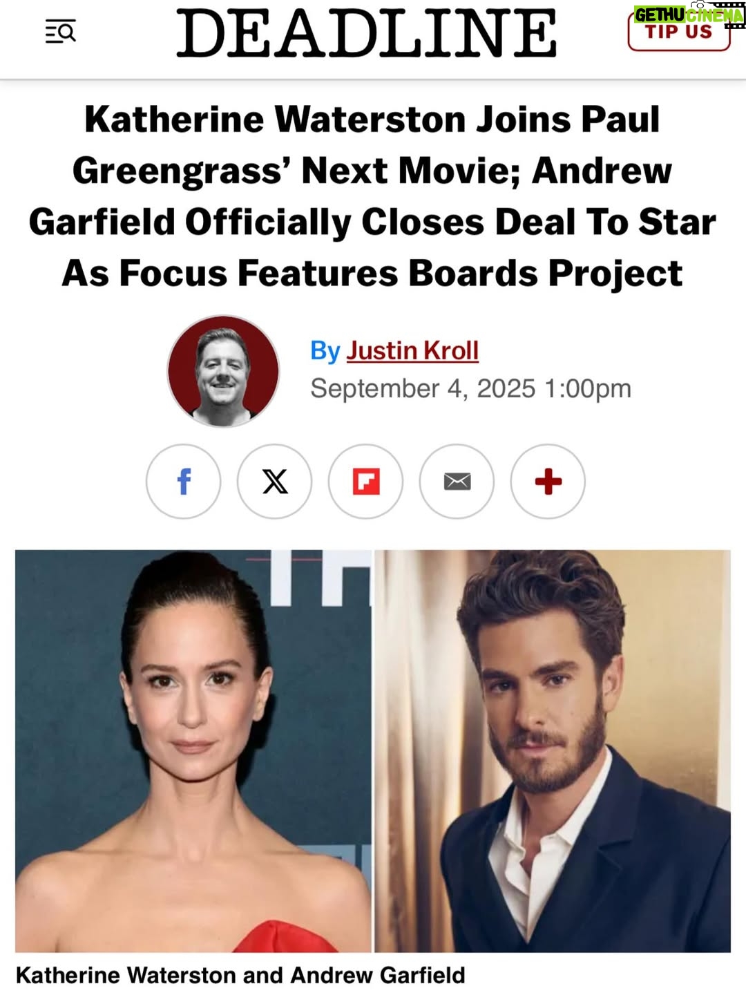 Katherine Waterston - 2.1K Likes - Beside myself with excitement to be a part of this fascinating, thrilling and chillingly timely film.