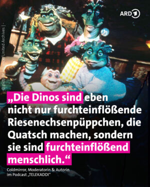 Kathrin Fricke Instagram - Die Kinderserie, die keine war: DIE DINOS

Vermarktet für Kids, aber voll auf die 12 mit Gesellschaftskritik, Drogen, Sex & Umweltkrise. Deeper als erwartet und vielleicht das ehrlichste Bildungsfernsehen der 90'er und 2000'er? 😬📺

🎧
PODCAST: TELEKADDI - Coldmirrors Kinderserien
FOLGE: TELEKADDI – Latexdinos und große Eier

#DieDinos #90er #2000er #Gesellschaftskritik #Coldmirror #Kinderserien #TV #Podcast #ARD #ARDAudiothek