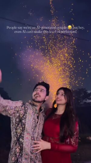 Kaushiki Chopra Instagram - ✨🥰 Our first Diwali together ❤️❤️
.
.
.
.
.
.
#reels #diwali #couple #trending #ishqhai #explore #foryou #diwali2025 #reddress #redethnic