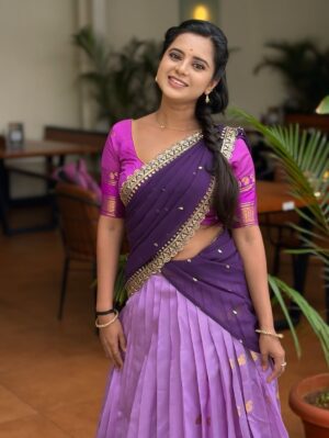Kavyashree Gowda Instagram - 💜✨
.
.
.
Designer : @rathamdesignstudio 
.
#kavyashreegowda #gowri #mgm #ksg #love #dboss #devil