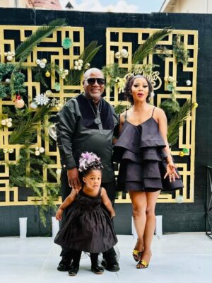 Kelly Khumalo Instagram - Daddy and Dota and Grand Dota 🖤 #REBIRTH decor by @nono_events 👏🏽🐆