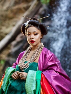 Kelly Khumalo Instagram - Inspired by the first and the only Female Emperor to rule China, she ruled the Tang Dynasty from 665 to 705 AD Empress Wu Zetian 👏🏽🐆🤴🏾