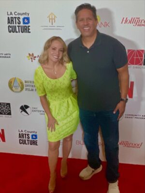 Kelly Stables Instagram - Ashes to Ashes screening red carpet pics! I love my creative & fun friends! My neon dress was giving @camhuff vibes amiright @burbankfilmfest