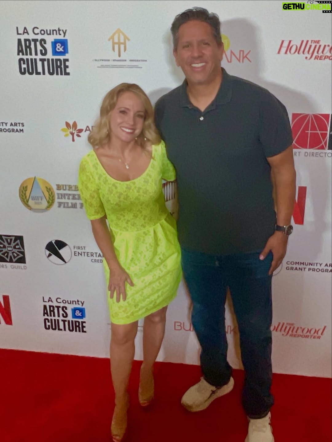 Kelly Stables - 2.6K Likes - Ashes to Ashes screening red carpet pics! I love my creative & fun friends! My neon dress was giving @camhuff vibes amiright @burbankfilmfest