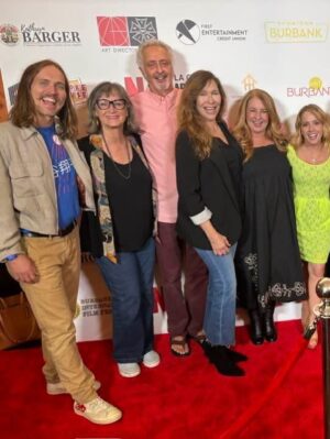 Kelly Stables Instagram - Ashes to Ashes screening red carpet pics! I love my creative & fun friends! My neon dress was giving @camhuff vibes amiright @burbankfilmfest