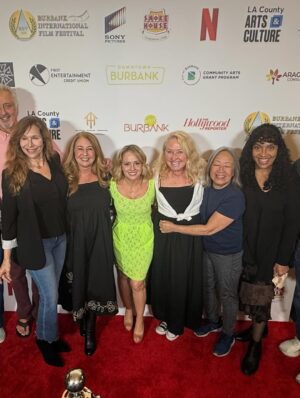 Kelly Stables Instagram - Ashes to Ashes screening red carpet pics! I love my creative & fun friends! My neon dress was giving @camhuff vibes amiright @burbankfilmfest