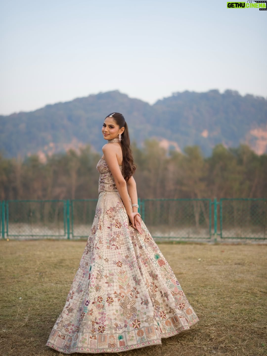 Khushi Hegde - 44.3K Likes - no words I have would suffice for this day🪬

Outfit: @aisharaoofficial 
Jewelry: @amarisjewelsofficial 
Makeup & Hair: @shradhaluthra