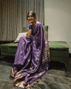 Krishi Thapanda Instagram - 💜

Saree : Gifted by @hvpallavigowda 🤍🤗
Blouse: @rishi_designs11 
Accessories: @nk_jewelshouse