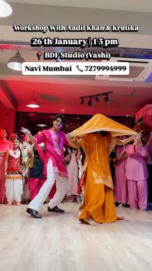 Krutika Solanki Instagram - Navi Mumbai, get ready to Dance with your favourite @aadilkhann & @krutikasolankii 🕺💃
📅 Date: 26th January (Monday)
🎵 Music : Boyfriend
⏰ Time: 1:00 PM – 3:00 PM
📍 Venue: Bhavika’s Dance & Fitness Studio, Vashi
💸 Fees:
• First 15 spots: ₹950
• Next: ₹1000
• On the Spot (OTS): ₹1200
📞 To Register: 7279994999
📩 DM to confirm your spot
⚠️ Limited spots only!