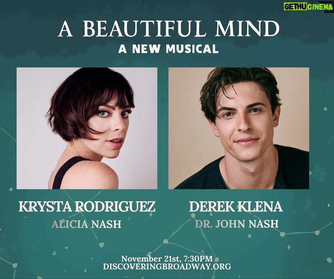 Krysta Rodriguez - 8.3K Likes - Announcing Derek Klena (Jagged Little Pill) and Krysta Rodriguez (Into the Woods) to headline the first-ever musical concert premiere of “A Beautiful Mind.” Two powerhouse performers. One unforgettable night. Tickets available now at discoveringbroadway.org