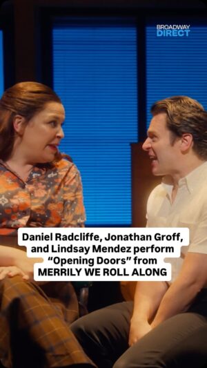 Lindsay Mendez Instagram - Opening doors at the movie theatre for another screening of Merrily We Roll Along! Here’s a new sneak peek of the musical proshot featuring the Tony Award-winning stars Daniel Radcliffe, Jonathan Groff, and Lindsay Mendez performing “Opening Doors.”
#MerrilyWeRollAlong #StephenSondheim #Broadway