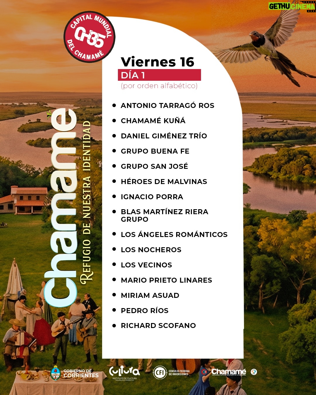Lourdes Sánchez - 7.6K Likes - Corrientes es chamamé. Un símbolo de nuestra provincia. Hablamos de un patrimonio correntino que posee la capacidad única de llegar al alma y movilizarla como nadie ✨

Mirá la grilla de la edición de este año y deleitate con los artistas que estarán presentes. 

¿Nos vemos ahí? 😉