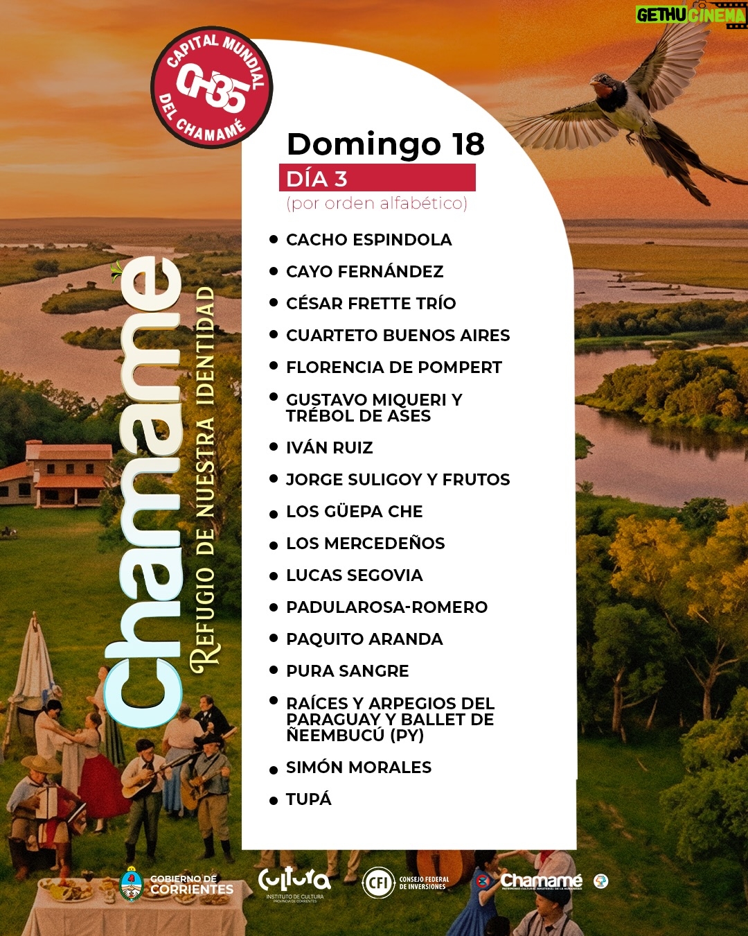 Lourdes Sánchez - 7.6K Likes - Corrientes es chamamé. Un símbolo de nuestra provincia. Hablamos de un patrimonio correntino que posee la capacidad única de llegar al alma y movilizarla como nadie ✨

Mirá la grilla de la edición de este año y deleitate con los artistas que estarán presentes. 

¿Nos vemos ahí? 😉