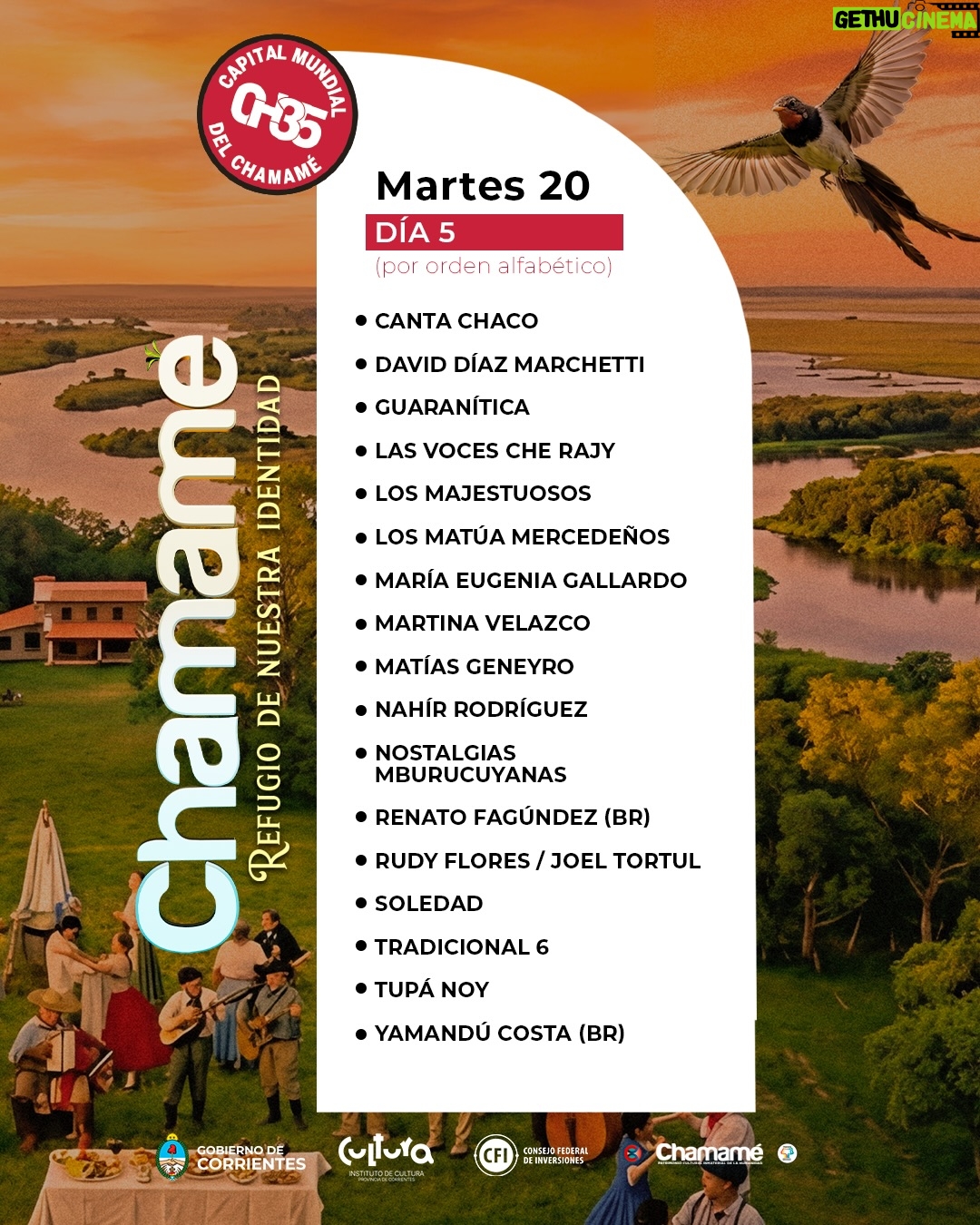Lourdes Sánchez - 7.6K Likes - Corrientes es chamamé. Un símbolo de nuestra provincia. Hablamos de un patrimonio correntino que posee la capacidad única de llegar al alma y movilizarla como nadie ✨

Mirá la grilla de la edición de este año y deleitate con los artistas que estarán presentes. 

¿Nos vemos ahí? 😉