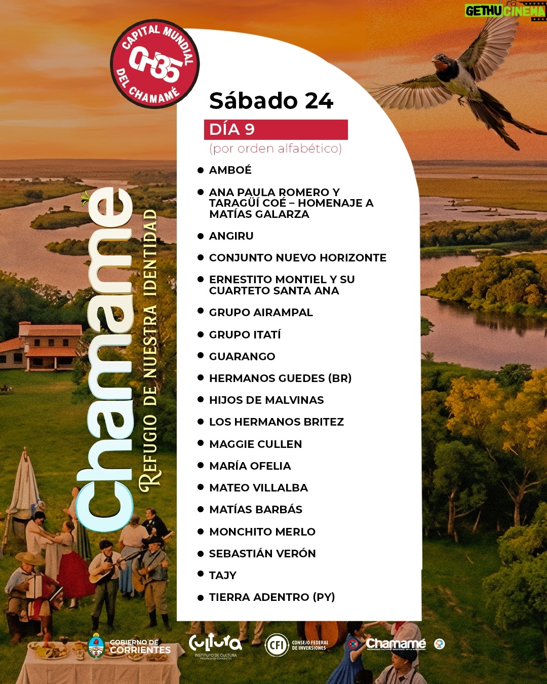 Lourdes Sánchez - 7.6K Likes - Corrientes es chamamé. Un símbolo de nuestra provincia. Hablamos de un patrimonio correntino que posee la capacidad única de llegar al alma y movilizarla como nadie ✨

Mirá la grilla de la edición de este año y deleitate con los artistas que estarán presentes. 

¿Nos vemos ahí? 😉