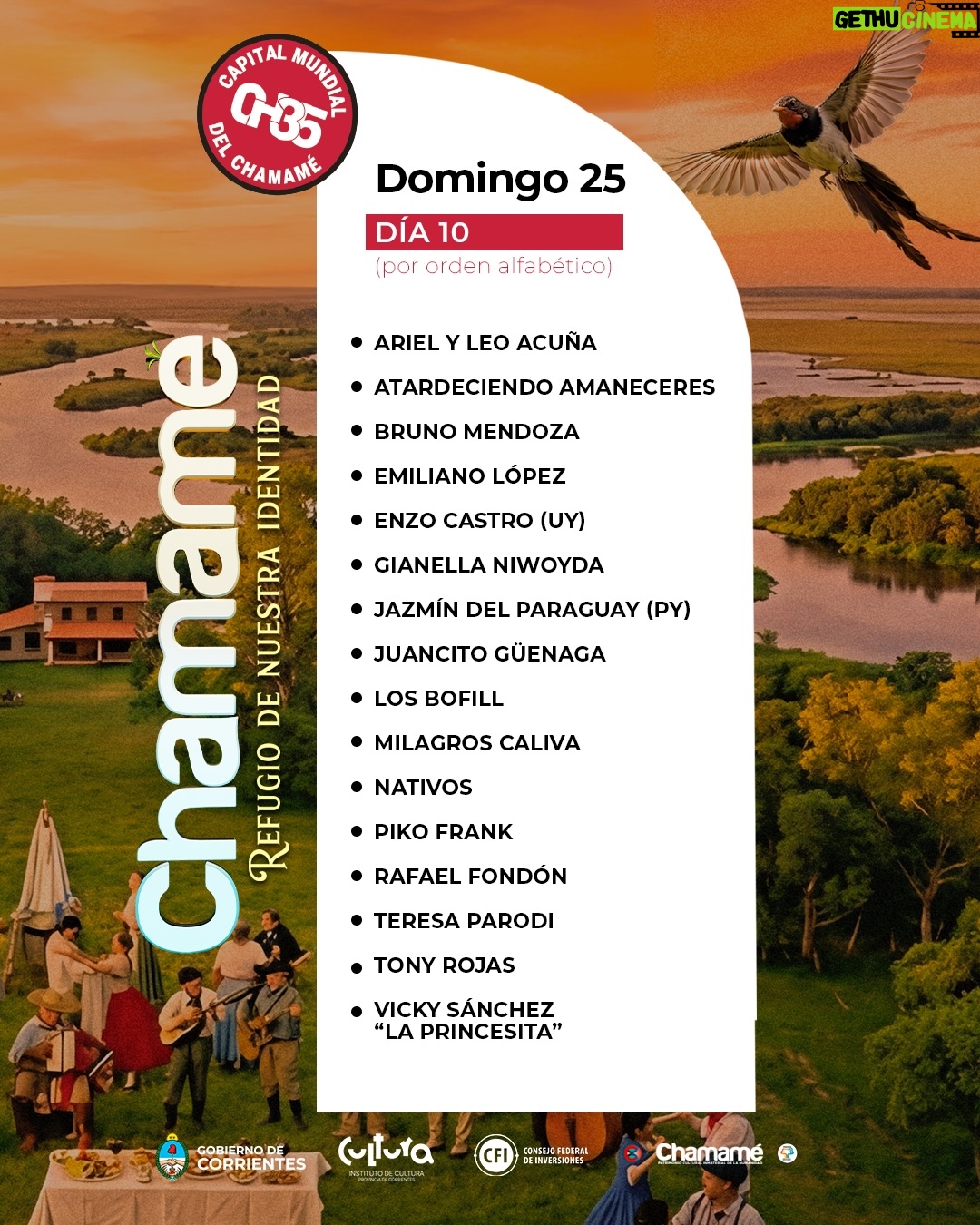 Lourdes Sánchez - 7.6K Likes - Corrientes es chamamé. Un símbolo de nuestra provincia. Hablamos de un patrimonio correntino que posee la capacidad única de llegar al alma y movilizarla como nadie ✨

Mirá la grilla de la edición de este año y deleitate con los artistas que estarán presentes. 

¿Nos vemos ahí? 😉