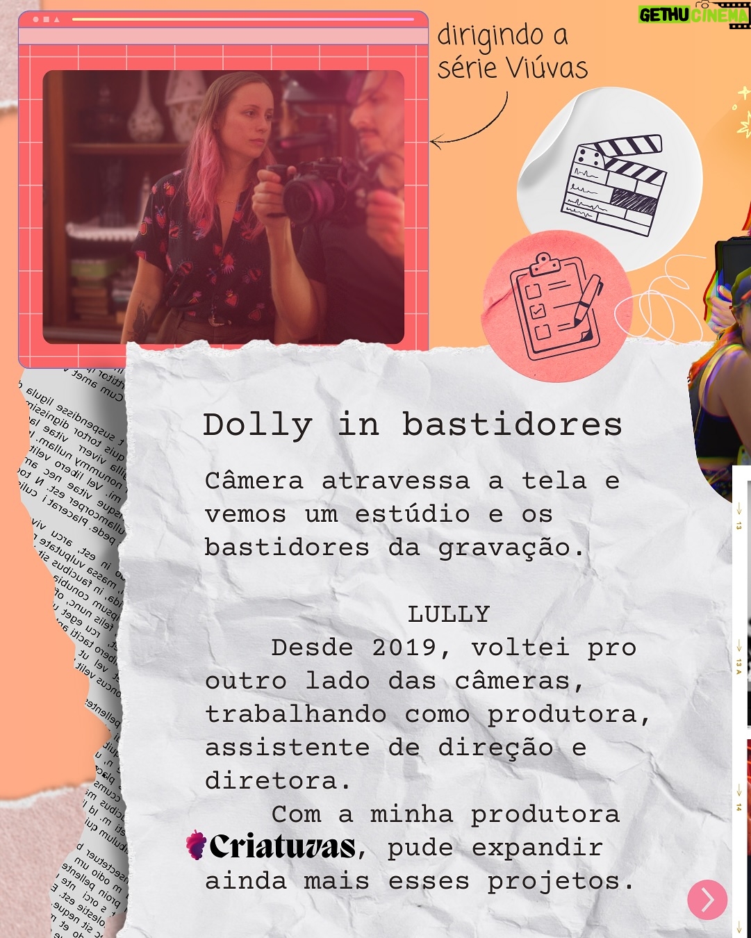 Luisa Clasen - 3.9K Likes - Sempre que me perguntam o que eu faço, eu dou uma bugada pq é tanta coisa…
Eu sou a garota do YouTube, do Canal Brasil, do cabelo colorido, e muitas outras versões minhas desde 2011, mas também sou produtora, diretora e guerreirinha do audiovisual. 

Retomando minha trajetória no cinema, tenho abraçado cada vez mais trabalhos por trás das câmeras. É o tipo de coisa que não aparece a minha cara, mas tem meu toque ali.

Passa pro lado pra ver um panorama do que tá rolando atualmente e se você é novo ou nova aqui, minhas sinceras boas vindas! Eu amo compartilhar um pouco disso tudo que eu sou, então chega mais!

Ah, e se eu te incentivei a estudar cinema, deixa uma 🎬 no seu comentário pra eu saber?