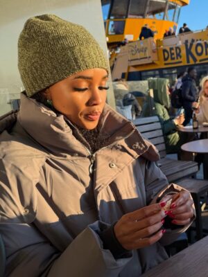 Lunathi Mampofu Instagram - Walking through Hamburg, Germany today, kuyabanda, but my spirit feels calm and held. Sometimes peace finds you in unfamiliar places. God knows I needed this calm & rest ❄️🤍🎄