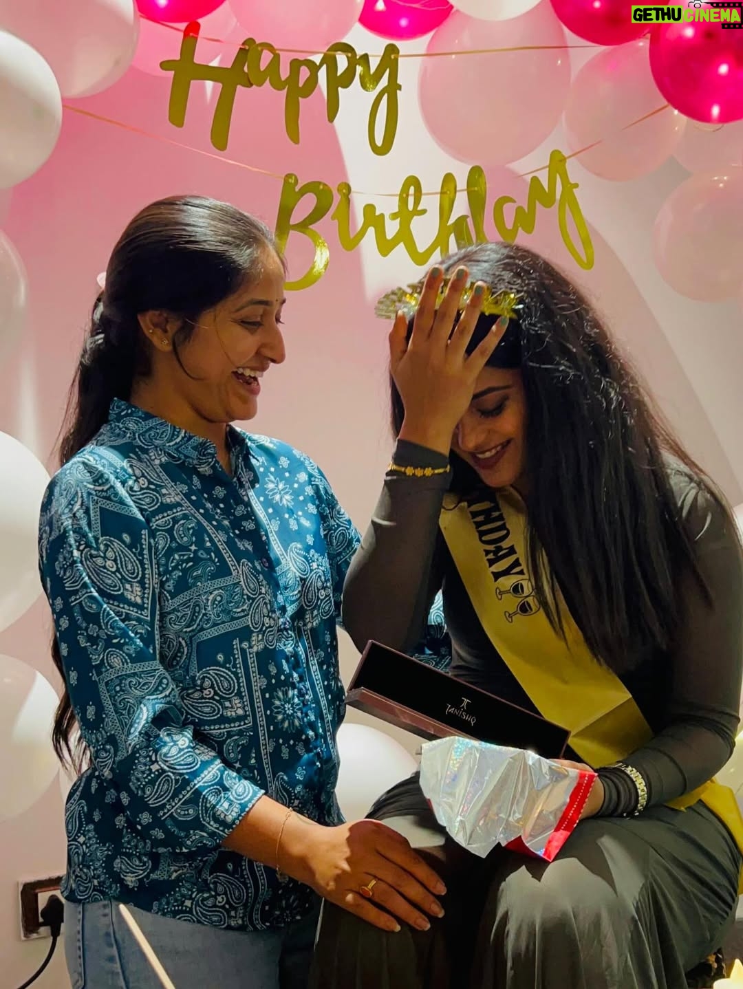Maahi Gouthami - 12.3K Likes - Happy from the heart🥰 
Thankyou so much guys for all your efforts and also for the cutest surprise😍🤩… @neelima_sparkle @swetha_reddy06 @vassu7788 
My heart was too heavy to take the present🥺 @swetha_reddy06 but I know how much effort you put on to see me happy and I’m overwhelmed with all that you’ve done ra🥹 thankyou once again ra chelliii💕 
And 
I love you all🫶🏻❤️ 
Forever greatful😇😊
.
PS: struggle to get the perfect picture😉 (swipe >> to see the video)
.
.
#maahigouthami #bff #birthday2k25