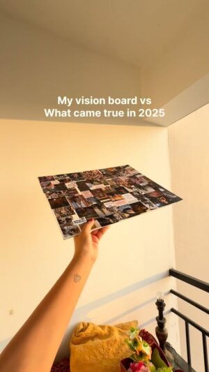Malavika Sreenath Instagram - If this isn’t proof, I don’t know what is🙌🏻 This was once a vision board… now it’s my lifeee!!!! ✨ 

When I put this vision board out, I believed in it with everything I had. Not blindly but clearly. This didn’t turn real just because it was on a board; it happened because I showed up for it every single day 💪Vision, manifestation, and hard work ; all three together changed my life 🙌🏻 

This is your sign to create your 2026 vision board with intention, belief, and action. I’m welcoming 2026 knowing exactly how to ask, how to work, and how to receive. Let’s go!!! 🫶🏼🤍🤝

[ Vision board, vision board 2025, vision board 2026, vision board vs reality, manifestation, power of manifestation, Universe, belief, life, 2026 goals ]