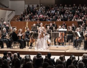 María Dueñas Instagram - I spent more than two weeks travelling with the most amazing people. I arrived excited for the tour and came home with inspiration, laughter and a feeling of family. Thank you to everyone joining us along the way, in Valencia, Madrid, Zaragoza, Sevilla, Ferrara, Berlin and Eisenstadt; we had the warmest audiences❤️
The artistry of @chamber_orchestra_europe and @antoniopappanoconductor go far beyond sound and a lot into humanity. This was such a humanly beautiful tour.

📸: gracias a @eduardofruiz por capturar nuestro paso por Madrid🌹