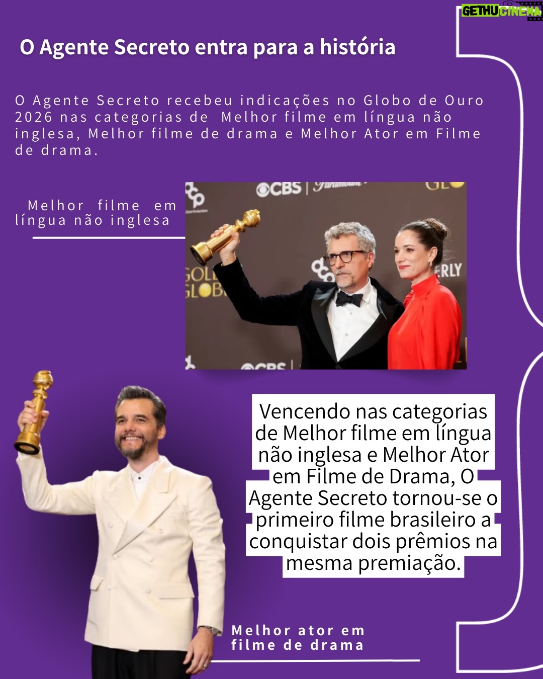 Maria Fernanda Cândido - 172 Likes - A edição de 2026 do Globo de Ouro colocou o cinema brasileiro no centro do cenário internacional. O Agente Secreto conquistou os prêmios de Melhor Filme em Língua Não-Inglesa e Melhor Ator em Filme de Drama, com Wagner Moura entregando uma performance potente, que ultrapassa fronteiras e consolida o reconhecimento global da produção.

Esse impacto também nasce da força de um elenco excepcional. A atriz Maria Fernanda Cândido se destaca como Elza em uma atuação intensa e profundamente humana, que acrescenta camadas de emoção e complexidade à narrativa. Sua presença em cena amplia a densidade dramática do filme e reforça o prestígio artístico da obra, evidenciando a maturidade e a sofisticação do talento brasileiro no cinema contemporâneo.

O reconhecimento no Globo de Ouro reafirma a potência da cinematografia nacional e o espaço cada vez maior das nossas histórias no mundo. Celebramos este momento como uma vitória coletiva do cinema brasileiro que emociona, inspira e deixa sua marca nos palcos internacionais.

#ViraComunicação #GloboDeOuro2026 #CinemaBrasileiro #WagnerMoura #MariaFernandaCândido