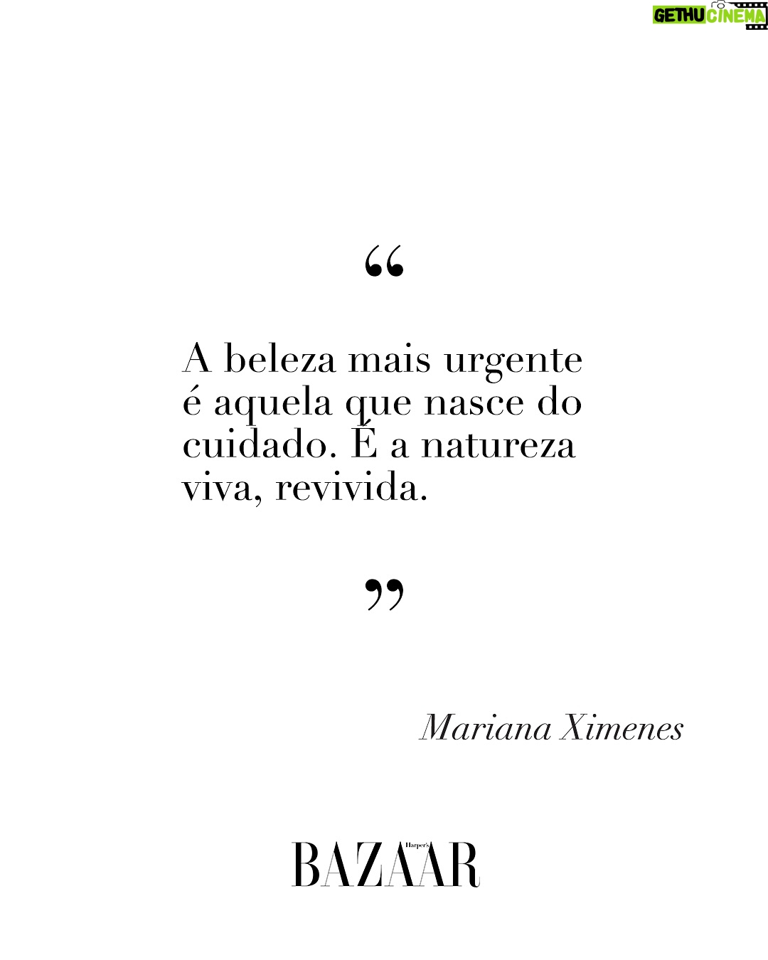 Mariana Ximenes - 1.4K Likes - Capa da #BAZAAROutubro, @marianaximenes se une ao legado de Lélia e Sebastião Salgado para transformar consciência ambiental em ação. Entre as árvores do Instituto Terra, onde uma fazenda degradada virou floresta viva, a atriz reencontra suas raízes e reflete sobre o poder da regeneração, O editorial exclusivo clicado em meio à vegetação renascida do Vale do Rio Doce, é um gesto de amor à natureza e à arte, e mostra uma Mariana mais conectada, inteira e militante.

Leia a matéria completa no site da BAZAAR e descubra como moda, ativismo e afeto se entrelaçam nessa história de recomeço. #MarianaXimenesNaBAZAAR
***
Fotografia: @josefinabietti
Styling: @carlosesser
Beleza: @casagrandegui
Texto: @alefarah
Direção de arte: @ykleinmori
Retouch: @gpretouching
Assistente de foto: @marinanajjar
Assistente de beleza: @danniquess
Agradecimento especial: Instituto Terra, Lélia Salgado, @juliano_r_salgado e Rodrigo Salgado
Equipe Instituto Terra: @‌quemario @carolina.sampaio Caroline Siloto, Gederson Felisberto da Silva (Dedi), Marcos Garcia Lopes (Marquinhos), Moisés Marcelino (@viveiroeconativas), Heriklis Douglas, @jovanderpito e Victoria Pimenta