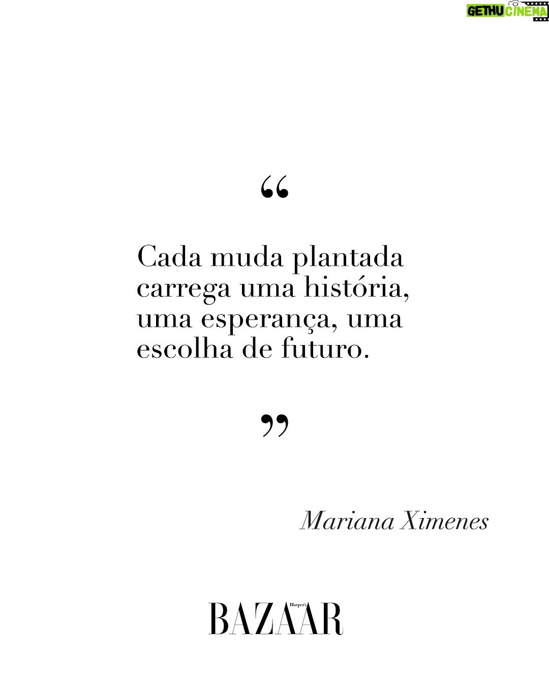 Mariana Ximenes - 1.4K Likes - Capa da #BAZAAROutubro, @marianaximenes se une ao legado de Lélia e Sebastião Salgado para transformar consciência ambiental em ação. Entre as árvores do Instituto Terra, onde uma fazenda degradada virou floresta viva, a atriz reencontra suas raízes e reflete sobre o poder da regeneração, O editorial exclusivo clicado em meio à vegetação renascida do Vale do Rio Doce, é um gesto de amor à natureza e à arte, e mostra uma Mariana mais conectada, inteira e militante.

Leia a matéria completa no site da BAZAAR e descubra como moda, ativismo e afeto se entrelaçam nessa história de recomeço. #MarianaXimenesNaBAZAAR
***
Fotografia: @josefinabietti
Styling: @carlosesser
Beleza: @casagrandegui
Texto: @alefarah
Direção de arte: @ykleinmori
Retouch: @gpretouching
Assistente de foto: @marinanajjar
Assistente de beleza: @danniquess
Agradecimento especial: Instituto Terra, Lélia Salgado, @juliano_r_salgado e Rodrigo Salgado
Equipe Instituto Terra: @‌quemario @carolina.sampaio Caroline Siloto, Gederson Felisberto da Silva (Dedi), Marcos Garcia Lopes (Marquinhos), Moisés Marcelino (@viveiroeconativas), Heriklis Douglas, @jovanderpito e Victoria Pimenta