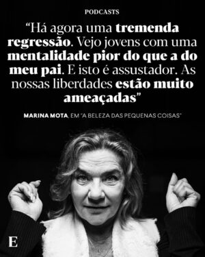 Marina Mota Instagram - É uma das atrizes mais populares do país. Nos anos 90, Marina Mota protagonizou e produziu programas de humor que lideraram audiências na televisão e, por mais tempo, foi primeira figura de espetáculos de Revista à Portuguesa, no Parque Mayer, em Lisboa. Presença habitual na ficção nacional, gravou em 2012 uma novela no Brasil, a convite de Miguel Falabella. Em 2024, Marina ganhou o seu primeiro Globo de Ouro, para melhor atriz de Teatro. 

Ouça o episódio do podcast “A Beleza das Pequenas Coisas”, conduzido por @bernardo_mendonca, nas plataformas digitais habituais ou pelo link na bio do @jornalexpresso.

📷 @matilde_fieschi 

#podcasts #marinamota #abelezadaspequenascoisas