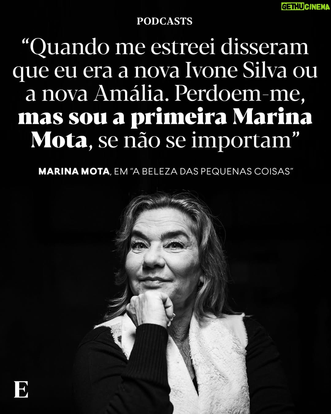 Marina Mota - 49.4K Likes - É uma das atrizes mais populares do país. Nos anos 90, Marina Mota protagonizou e produziu programas de humor que lideraram audiências na televisão e, por mais tempo, foi primeira figura de espetáculos de Revista à Portuguesa, no Parque Mayer, em Lisboa. Presença habitual na ficção nacional, gravou em 2012 uma novela no Brasil, a convite de Miguel Falabella. Em 2024, Marina ganhou o seu primeiro Globo de Ouro, para melhor atriz de Teatro. 

Ouça o episódio do podcast “A Beleza das Pequenas Coisas”, conduzido por @bernardo_mendonca, nas plataformas digitais habituais ou pelo link na bio do @jornalexpresso.

📷 @matilde_fieschi 

#podcasts #marinamota #abelezadaspequenascoisas