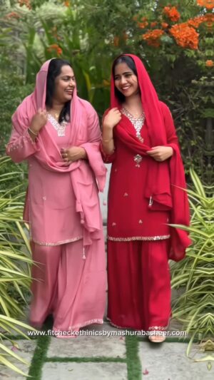 Mashura Basheer Instagram - When sisters twin, magic happens 🩷 ♥️ 
Shop Now - www.fitcheckethnicsbymashurabasheer.com