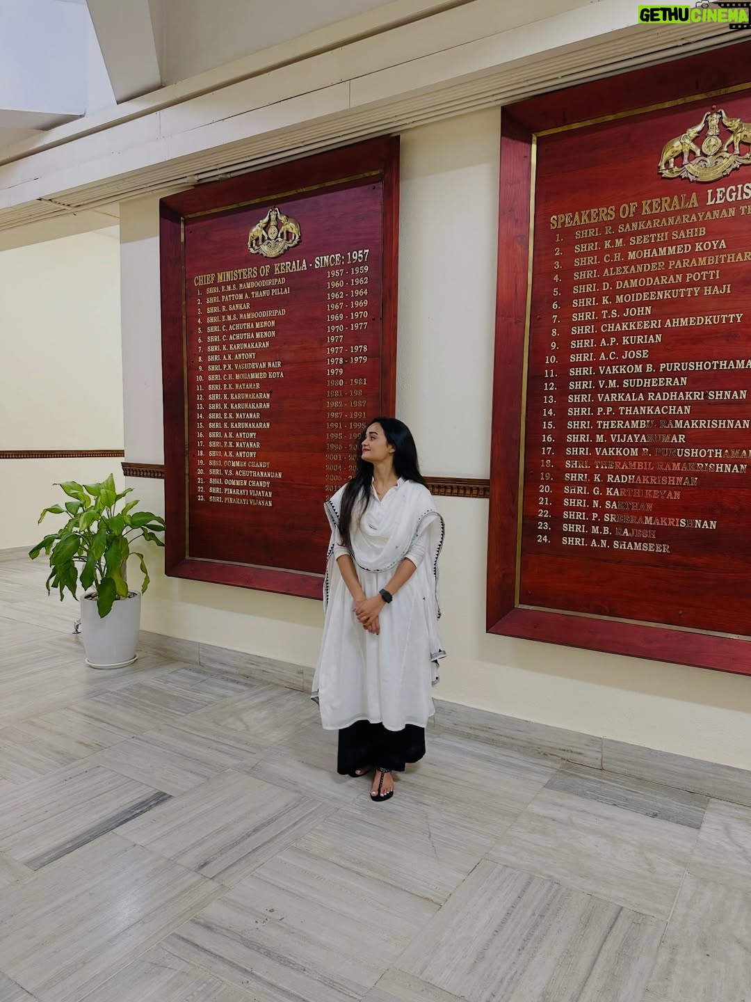 Meenakshi Anoop - 175.8K Likes - What does a 20year old girl dream of ? This is beyond a dream❤️Walking through the Kerala Niyamasabha ✨with pride, confidence high, head held strong Being invited here didn’t just honour me it built me! A moment of power, growth, and fearless interaction Proud of the woman I am becoming🫶🏻 

.

.

.

.

.

.

.

.

.

.

Thank you @avaanahdesignerstudio for this dream outfit ✨